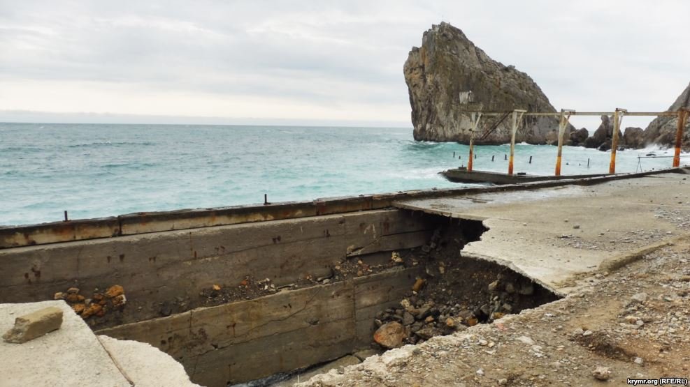 Крым разрушают. Симеиз набережная разруша. Канавы на пляжах Крыма.