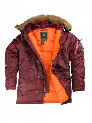 Продам теплую зимнюю куртку Alpha N3B Slimfit аляска  - slim-fit-n-3b-parka-maroon-orange.jpg
