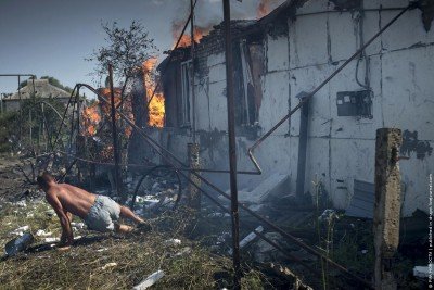 Артобстрел Станицы Луганской из РСЗО Град