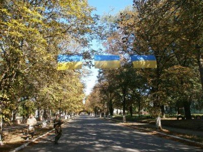 Флаги Украины в Красногоровке