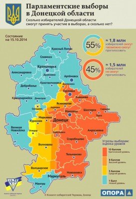 Карта выборов в Донецкой области