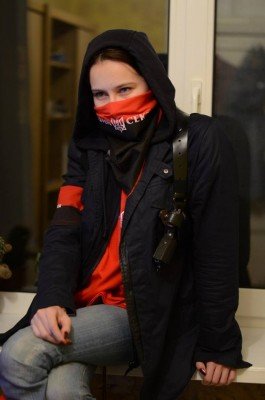 Мария Варфоломеева с символикой Правого Сектора