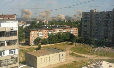 Обстрел Харцызска ополченцами ДНР в августе, 2014 года. Фото микрорайона Черемушки