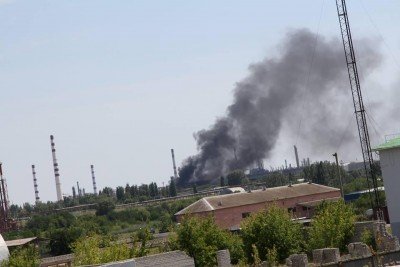 Пожар в промзоне Донецка
