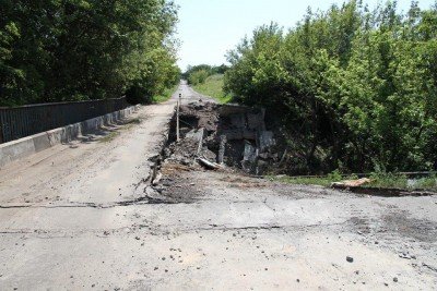 Взорванный мост в Благодатном